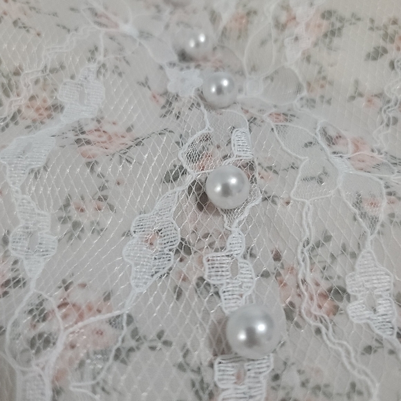 Ditsy Floral Shirred Pearls Detail Cami Top - Picture 11 of 12